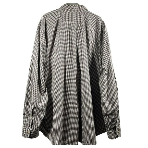 Ralph Lauren Mens Shirt 1XB Big Brown White Micro Check Blue Pony Long Sleeves - Picture 2 of 8